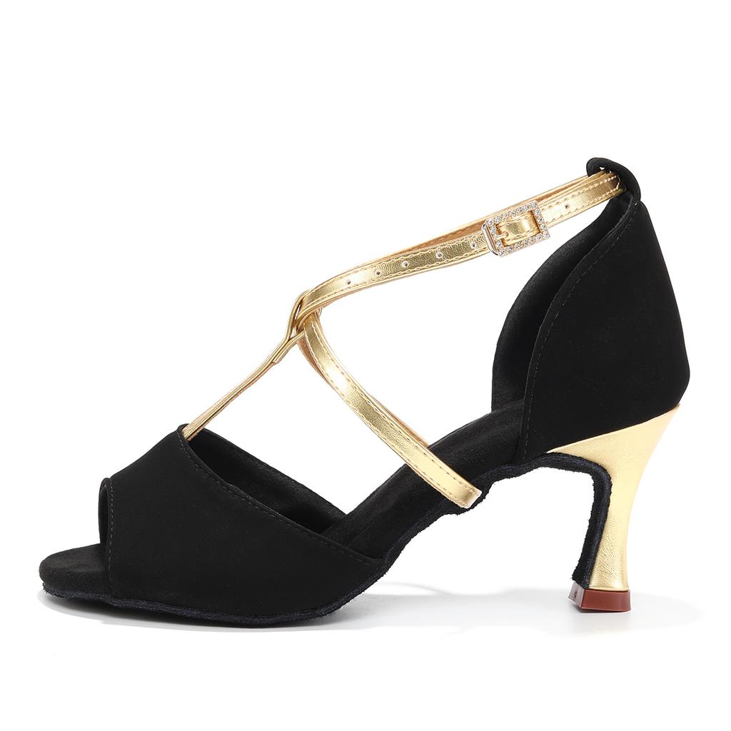 Кожаные Женские Туфли для Современного Танца с Открытым Носком Туфли для Латиноамериканских Танцев Женские Вечерние Бальные Стандартные Туфли на Каблуке 7 см