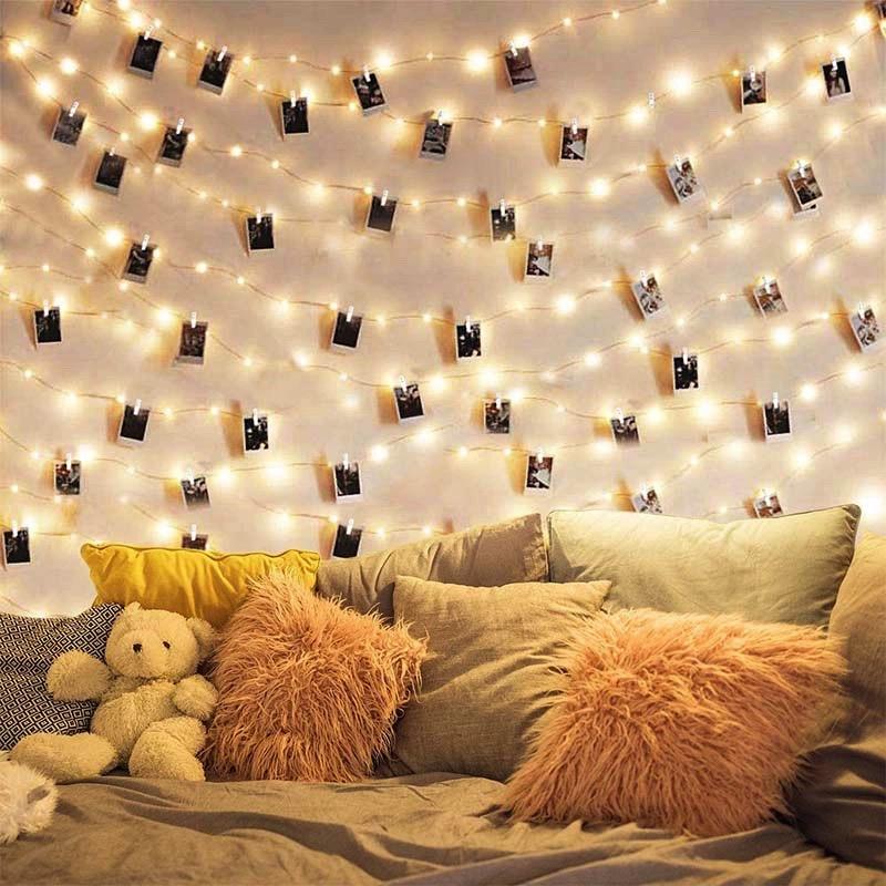 2-10m Photo Clips String Light LED Fairy Lights with 20-100 Clips for Hanging Pictures Photo String Banner Girl Bedroom Decor