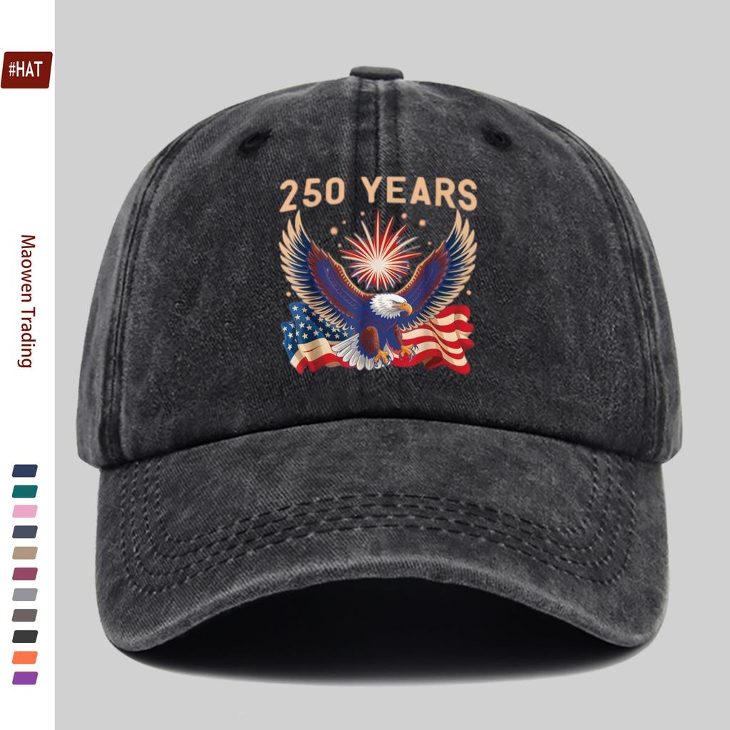 pc th Anniversary () Patriotic Theme Print Baseball Cap with Bald Eagle and American Flag Pattern Comfortable Ligh