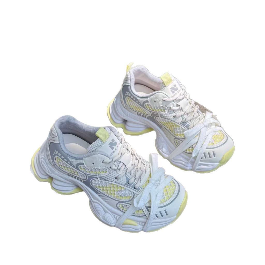 Сетчатая обувь новая модная повседневная спортивная обувь трендовая женская обувь толстая подошва сочетание цветов полая дышащая летняя