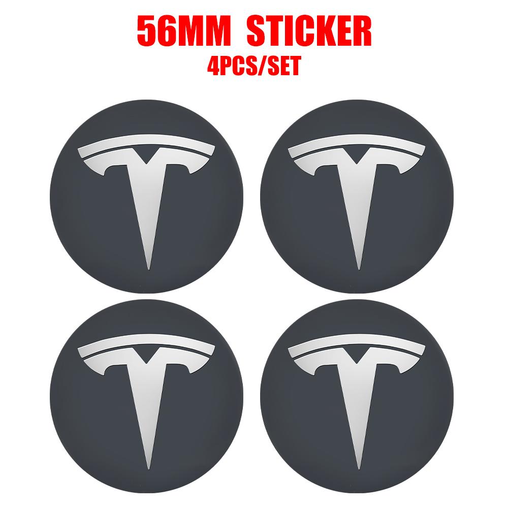 4pcs 56/60mm Car Wheel Center Cover Sticker Tire Hub Cap Badge Covers For Tesla Model 3 Model S Model X Model Y Coil Accessories