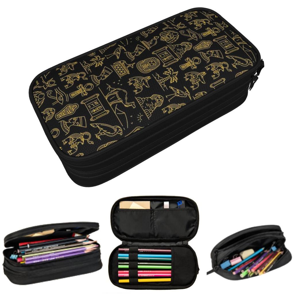 Ancient Egyptian Symbols Culture Pencil Case for Students Gifts Pen Box Pencil Bag Stationery Supplies Pen Holder Bag