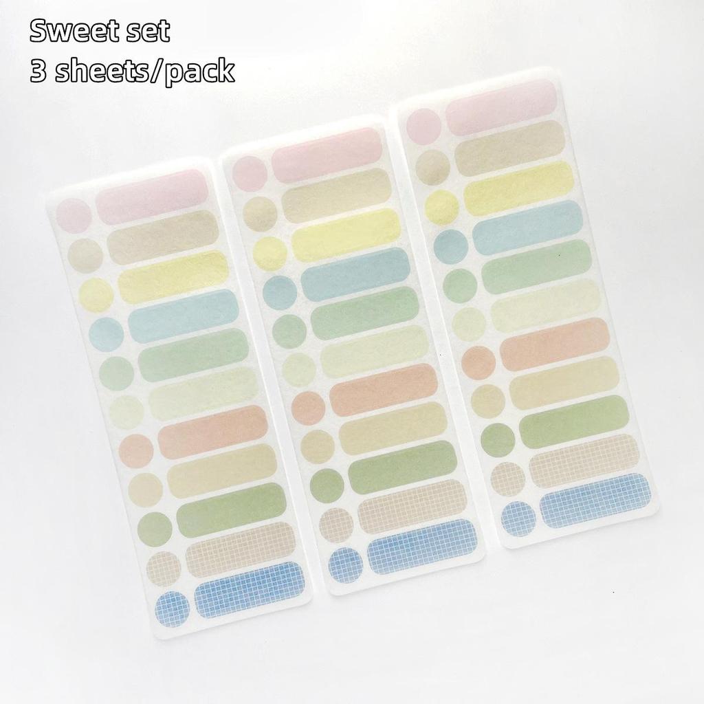 3 Sheet Basic Color Stickers Set Multi Rainbow Candy Pure Paper Adhesive Memo Note Diary Album Decoration Marker