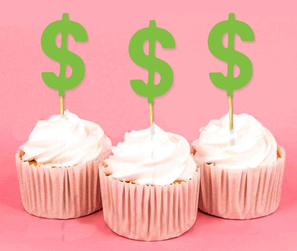 Darling Souvenir Знак доллара Cupcake Toppers День рождения Свадьба Десертные украшения - Pack Of