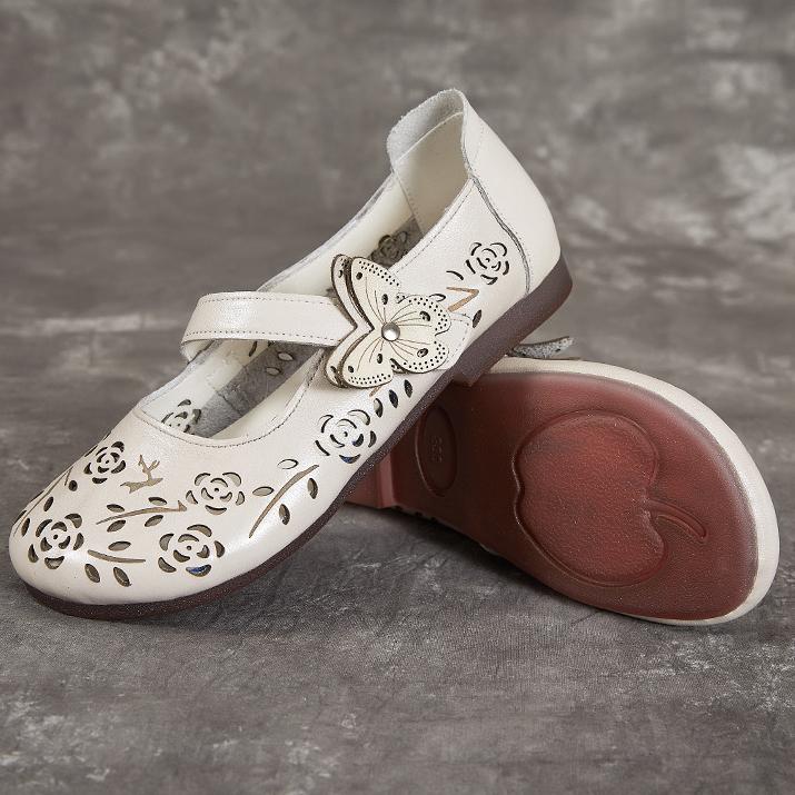 Cave Shoes Summer Women's Shoes Breathable Leather Shoes Vintage Cowhide Flat Sandals