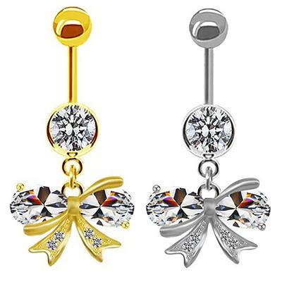 Кольцо для пупка в виде милой бабочки, женское украшение для тела, пирсинг пупка, кольцо-бантик в виде штанги для пупка