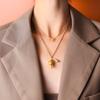 Cartoon Rabbit Pendant Double Layered Wearing Zircon Necklace for Women Winter Sweater Chain Titanium Steel Ornaments