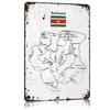 Handdrawn Suriname Map Metal Poster Tin Sign Wall Art Things for Room Design Customizable Metal Signs for Home Decoration Decor