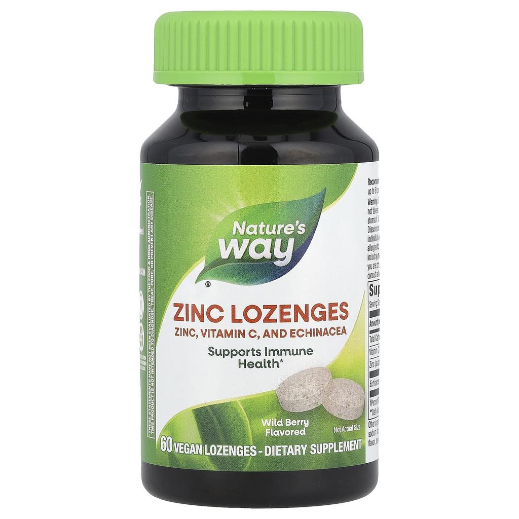 Nature'S Way, Zinc Lozenges, Wild Berry, Vegan Lozenges, 60 Lozenges