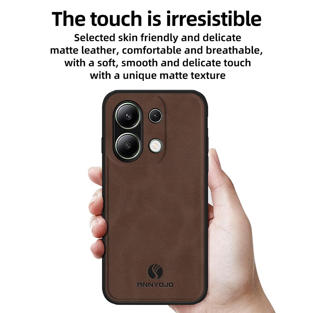 ANNYOJO For Xiaomi Redmi Note 13 4G Case Leather+PC+TPU Shock-absorbed Phone Cover