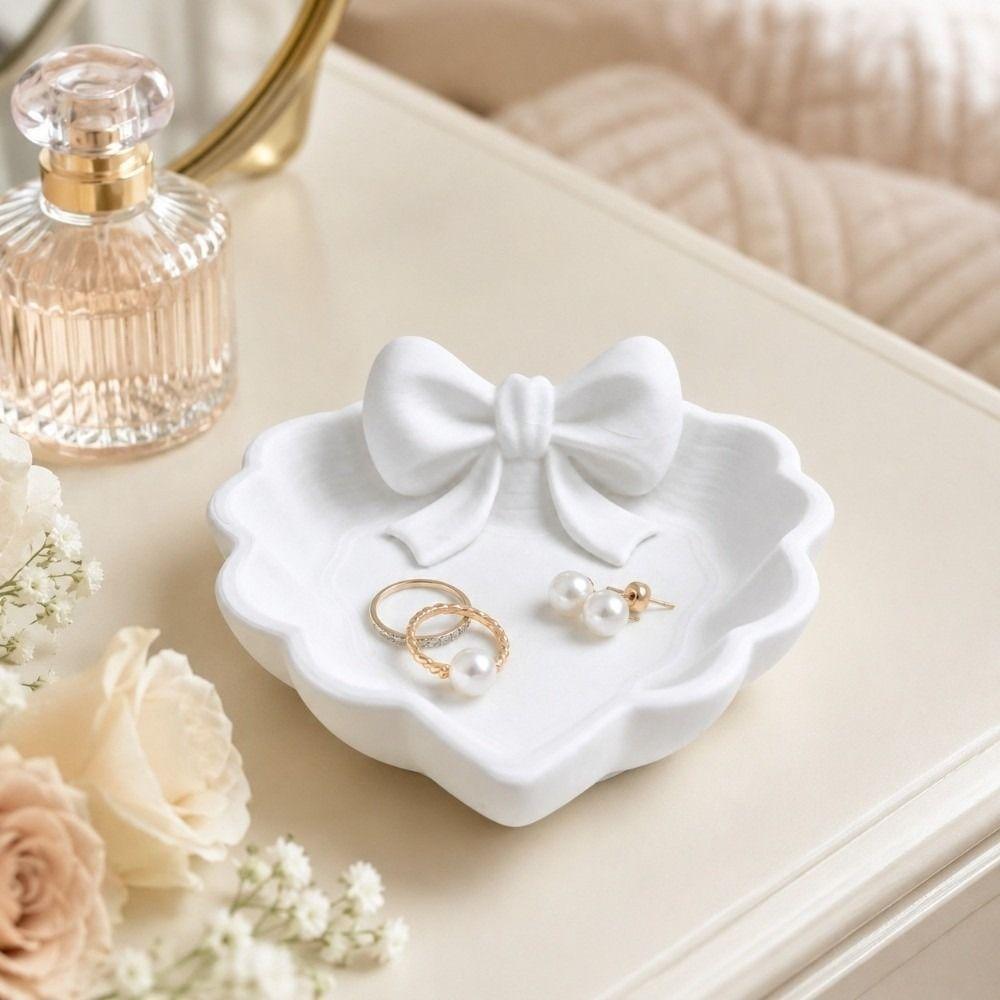 Love Heart Shell Shape Bow Jewelry Tray 3D Printed Jewelry Storage Box Office Supplies