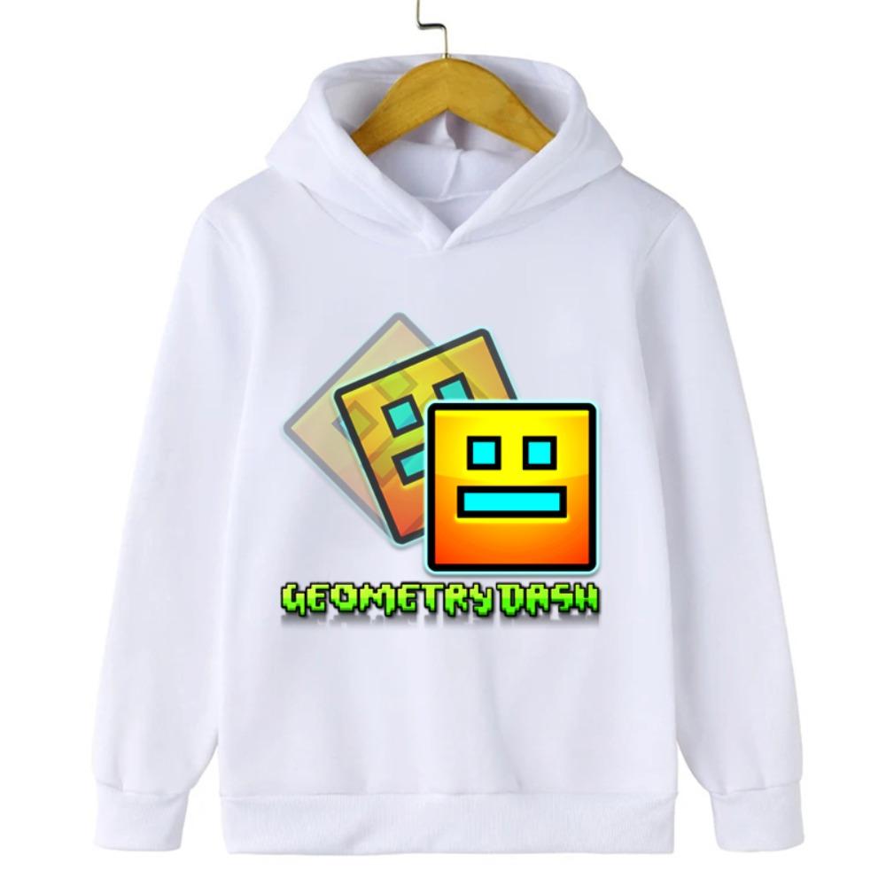 Игровая толстовка Geometry Dash для детей, пуловер с длинным рукавом, осенние куртки, смешные мультяшные топы для девочек, свитшоты для мальчиков, детская одежда