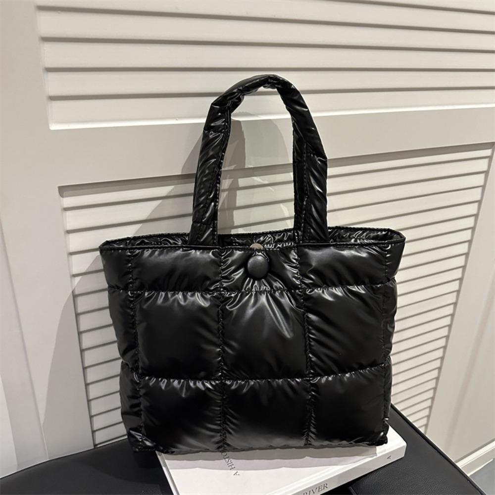 Fashion Solid Color Quilted Tote Bag Waterproof Lightweight Puffer Crossbody Bag Large Capacity Women Handbag