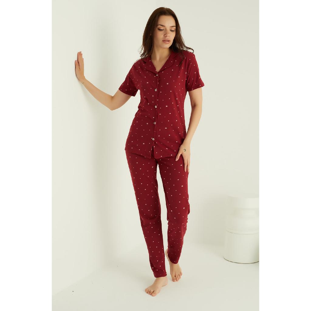 Хлопковый пижамный комплект на пуговицах