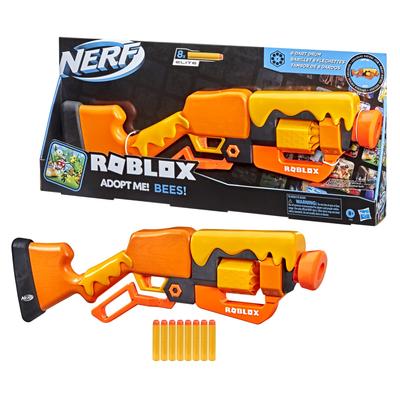 Hasbro Nerf Roblox ADOPT ME BEES Рычажный бластер для дротиков с барабаном на 8 дротиков. Включает код на 8 дротиков и эксклюзивные виртуальные предметы. F2486.