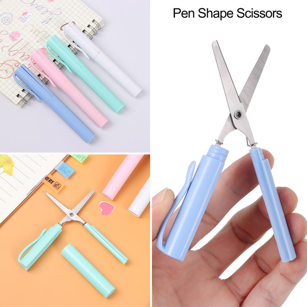 DIY Multifunction Paper-Cutting Art Tool Folding Scissors School Office Supplies Pen Shape Scissors