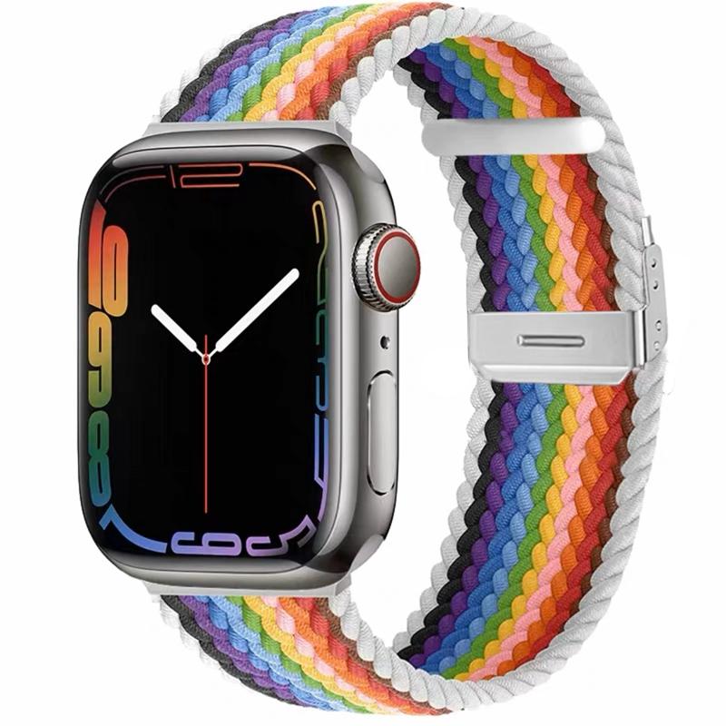 Nylon Fabric Band for Apple Watch Series 8 7 6 SE 5 4 3 38 40mm 42mm 44mm 41MM 45MM 49 Ultra Braided Solo Loop Strap for Iwatch