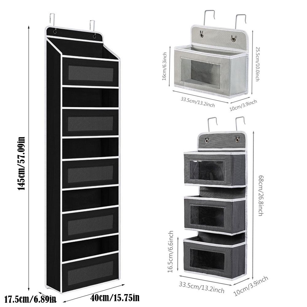 5-Layer Over Door Hanging Storage Bag Large Capacity Non-Woven Door Organizer Rack Hanging Storage Box for Bathroom Bedroom