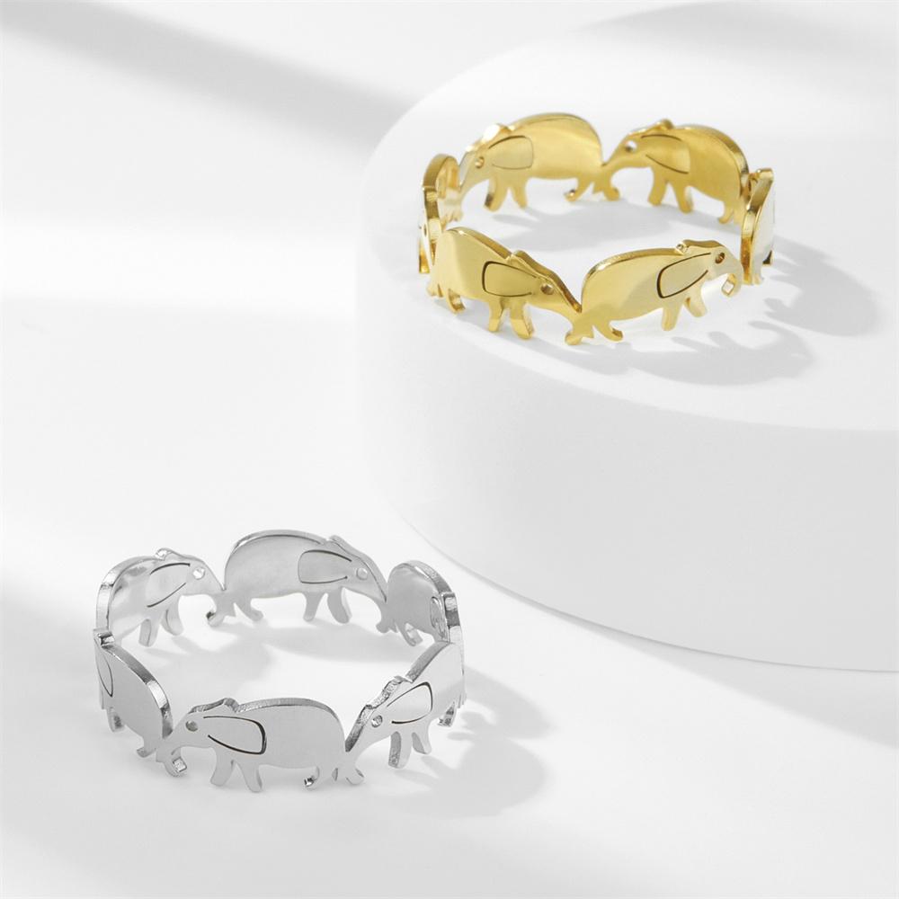 Cazador Animal Elephant Open Rings for Women Cute Finger Rings Stainless Steel Jewelry 2026 Party Birthday Wedding Friends Gift