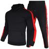 Men's Autumn Winter Tracksuit Men Set Fashion Striped Red Black Hooded Pullover Casual Sportwear Pants Sets