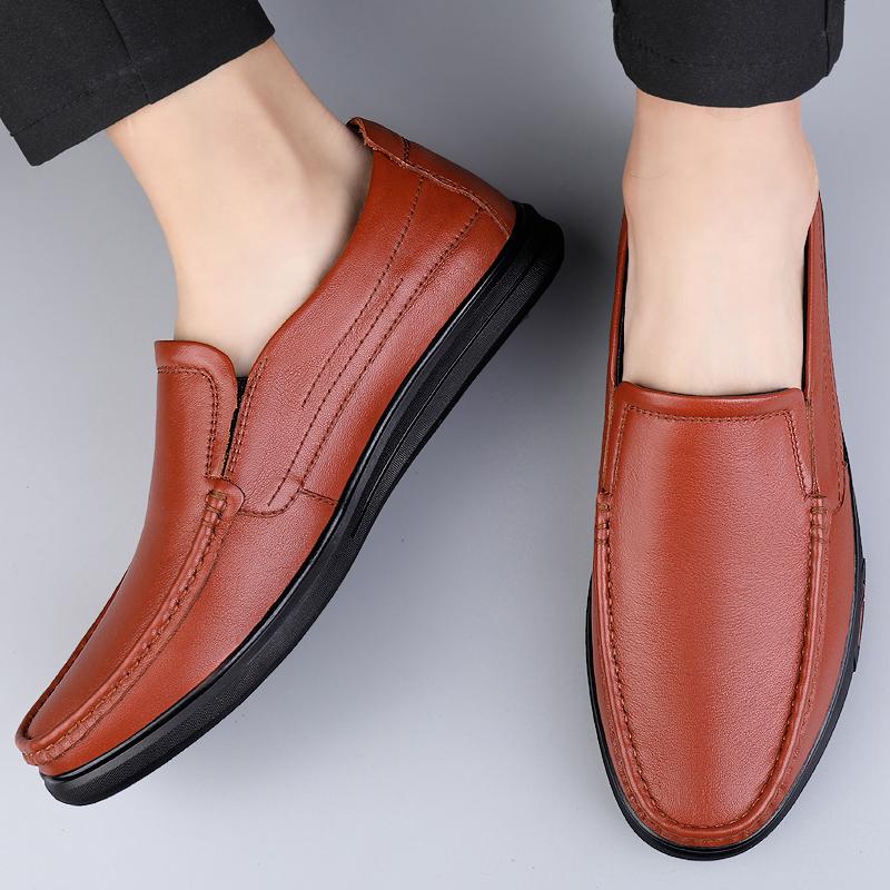 Мужская обувь из мягкой кожи, повседневная обувь для вождения, мужская деловая повседневная кожаная обувь, мужская обувь из натуральной кожи без шнуровки