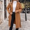 Autumn and Winter Women's Coat Long Solid Colour Tweed Jacket