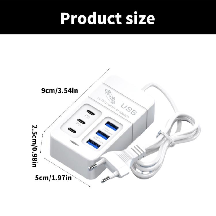 6-портовое зарядное устройство для телефона Type C USB Настольный настенный адаптер для зарядки 35 Вт Удлинительный кабель-розетка для мобильного телефона Док-станция