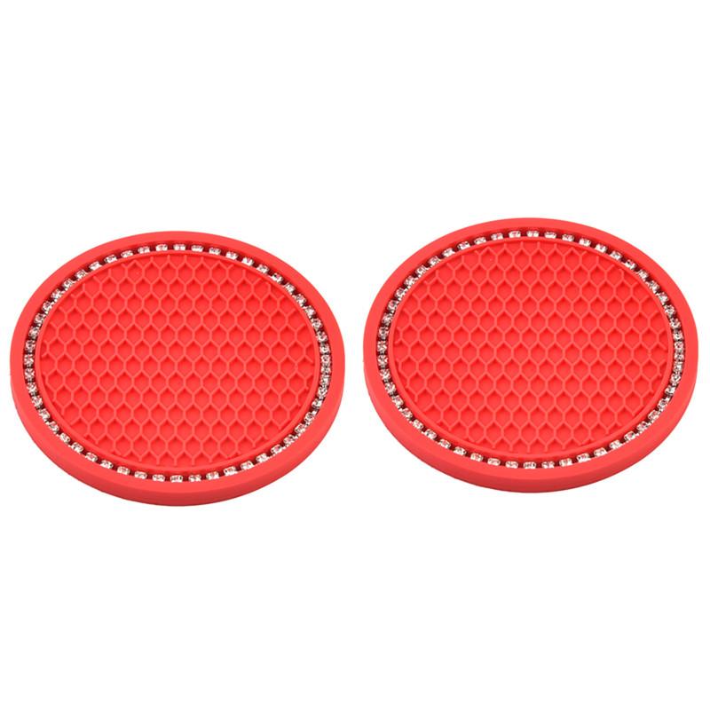 2pcs Car Cup Holder Coasters Universal Anti Slip Round Durable Diamond Mat for Bottle Holder Coaster Auto Interior Cup Holders