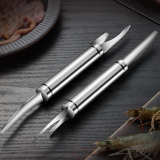 Shrimp Line Cutter Non-slip Fast Cleaning Sharpen Blade Anti-deform Rust-resistant Shrimp Peeler for Kitchen