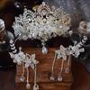 Кристаллы Свадебная Повязка на Голову с Цепочкой на Лоб Регулируемая Свадебная Корона/Серьги-подвески Ювелирные изделия для Фотографии и Церемонии