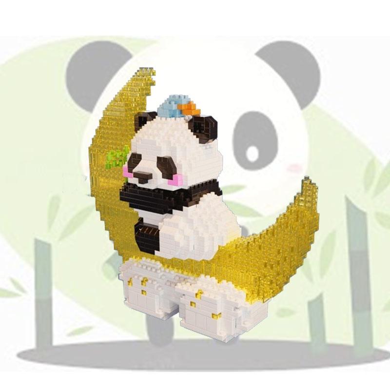 Игрушка Конструктор Панда Креативный Подарок на День Рождения для Парня/Девушки Изготовлена из Пластика/АБС-материала Включает 800+ Деталей, похожих на Бриллианты