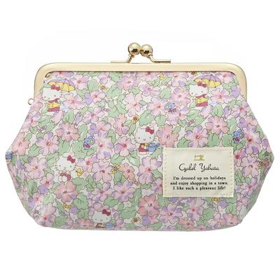 Сделано в косметичке с Hello Sanrio и цветочным принтом Liberty Meadow от Cyalel Yahata Стильный, Япония, Закрывающаяся на застежку Китти, Персонажи, (Примула