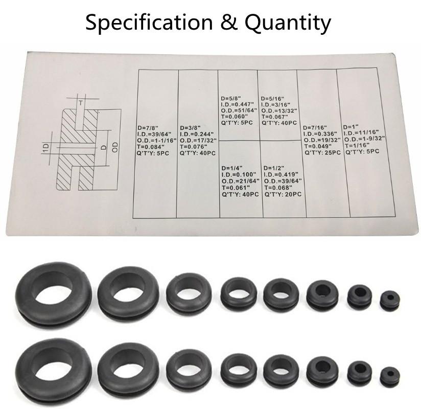 180 шт./коробка Набор ассортимент резиновых уплотнительных колец, прокладок, втулок Электрические прокладки Уплотнительные кольца Защитные кольца для катушек