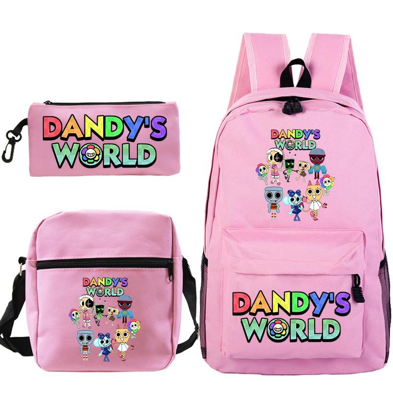 Dandy'S World Printed Fashion Children'S Pencil Case Messenger Bag Three-Piece Set Primary And Secondary School Bag