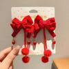 Cloth Japanese Kimono Headwear Bow New Year Bow Hairpin Chinese Tassel Fan Hairpin  Cheongsam
