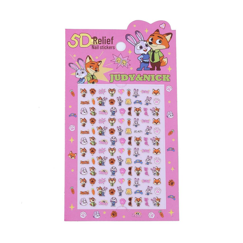 5D рельефные наклейки для ногтей «Зверополис» для девочек – DIY мультяшное украшение для нейл-арта
