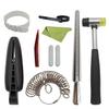 10 Pcs Ring Mandrel Tool Set, Ring Size Adjusters Bracelet Gauge Sizer Ring Clamp Jewelry Hammer Polished Agate Knife Polishing Clothes and Sticks
