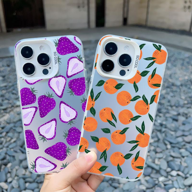 Чехол для телефона с рисунком фруктов (банан, клубника) для iPhone 14 13 12 11 Pro Max 13 Mini 16 15 Plus Pro Max, противоударный, лазерная задняя панель