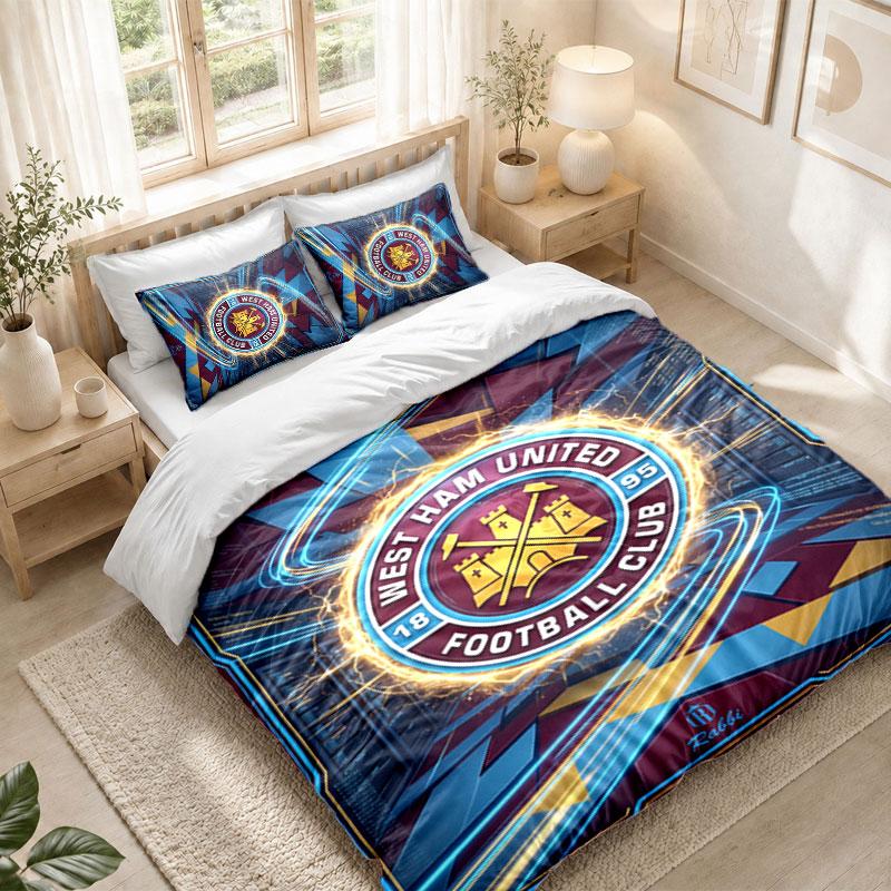 Комплект постельного белья 1 пододеяльник 2 наволочки Футбольный принт West Ham United Спальня Домашний декор