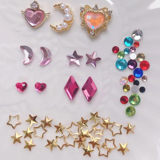 Yousheng 1 коробка для украшения ногтей, несколько форм, водостойкая смола, красочные сверкающие звезды и луна, советы по дизайну ногтей, декор, косметические принадлежности