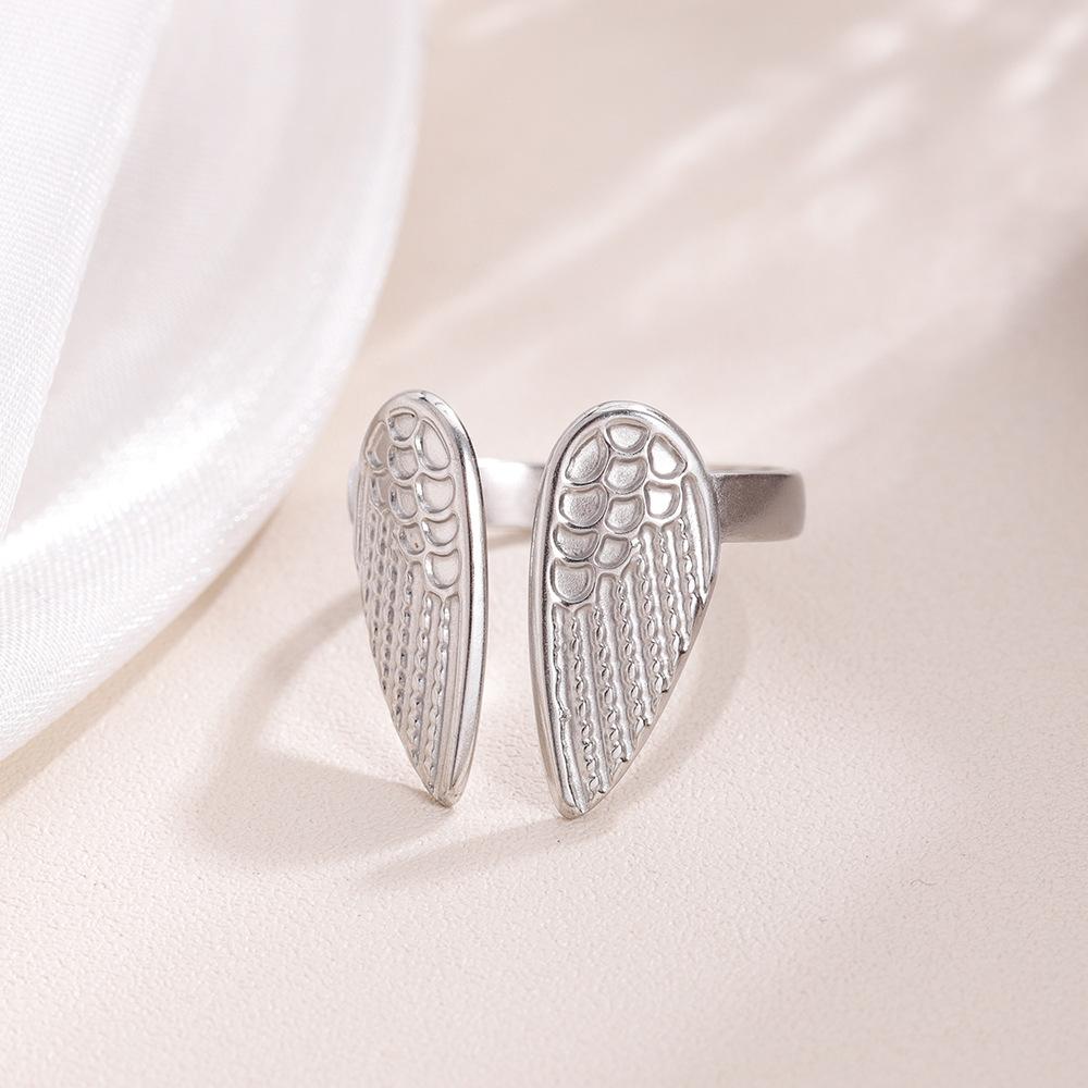 Creative Stainless Steel Cartoon Wings Rings for Women Girls Vintage Personlity Gold Color Opening Ring Trend Jewelry Wholesale