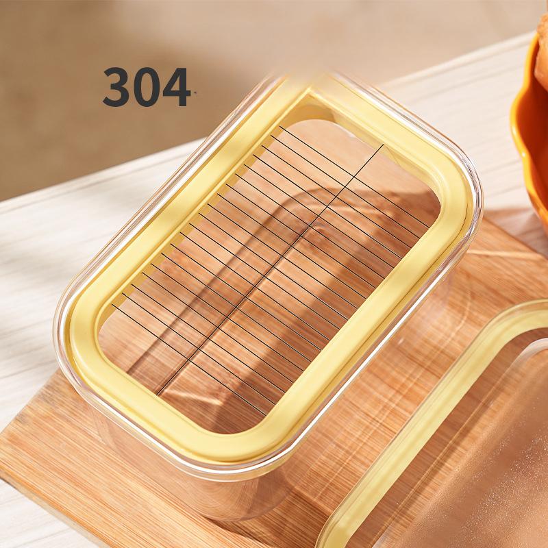 Butter Cheese Slicer and Storage Box with Partition Seal Fresh-keeping Refrigerator Container for Kitchen Use