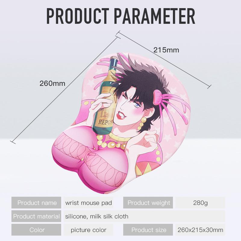 Креативный мультяшный аниме 3D коврик для мыши JOJO, сексуальный гель для груди, силиконовый коврик для мыши с подставкой для запястий, мягкий коврик для груди для ПК