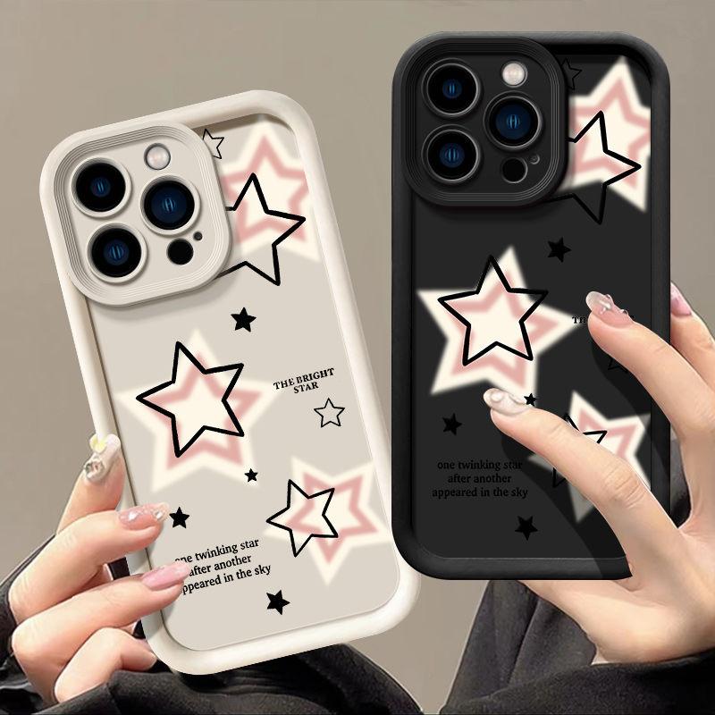 Милый Розовый Чехол со Звездочками для Samsung A16 A15 A35 A55 A54 A34 A33 A53 A52 A13 A14 4G S25 S24 Ultra S22 S23 Plus FE Ударопрочный Чехол