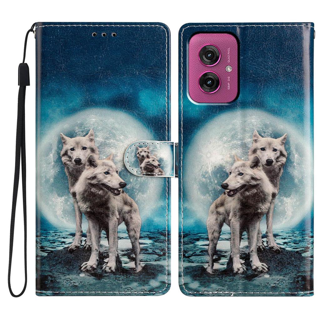 For Motorola Moto G55 5G Wallet Case PU Leather Pattern Printing Stand Phone Cover with Strap