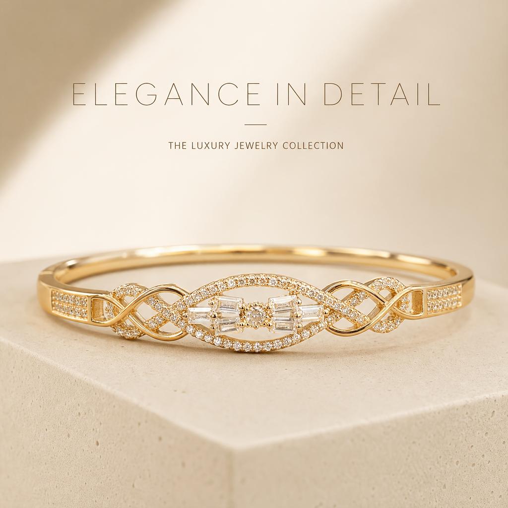 Double-twisted rope knot bracelet with oval zircon inlay for women Luxury Zircon Bracelet Commuting Jewelry