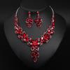 Jewelry Crystal Gemstones Flower Clavicle Necklace Earrings Set Dress Women'S Banquet Accessories