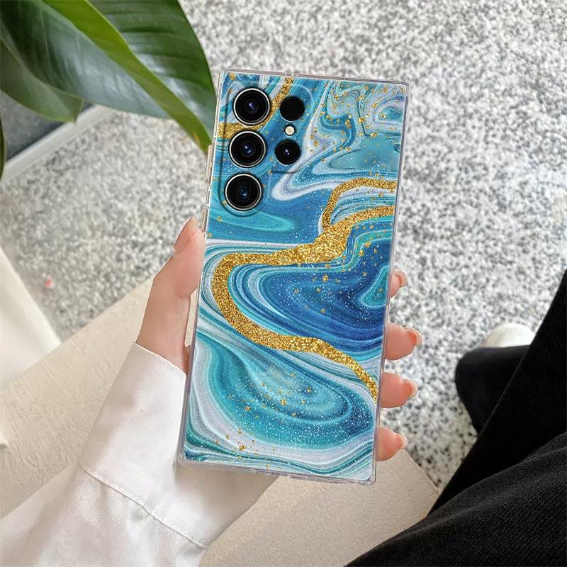 Модный Чехол с Мраморным Узором для Samsung S24 S23 Ultra 5G S22 S20 S10 Plus S21 FE Прозрачные Чехлы Обложка Galaxy S24Ultra Fundas