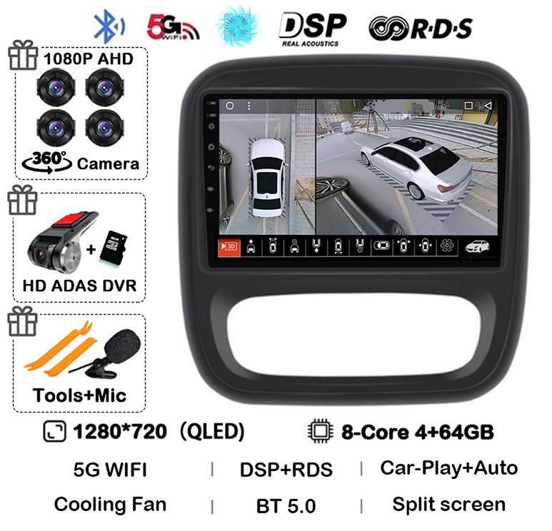 Android 14 Carplay Auto для Renault Trafic 3 2014-2021 Opel Vivaro B 2014-2018 BT Авторадио GPS Мультимедийный Плеер Стерео WIFI+4G