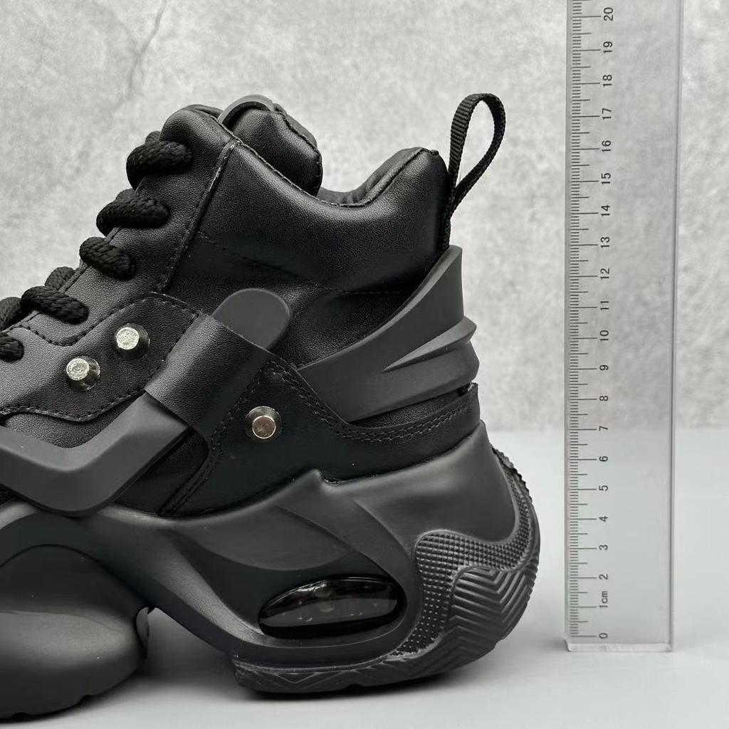 Fashion 2025 Autumn New Trend Wear-resistant Synthetic Leather Boots Men's Shoes High Top Casual Lace Up Height Increasing Fashion Boots